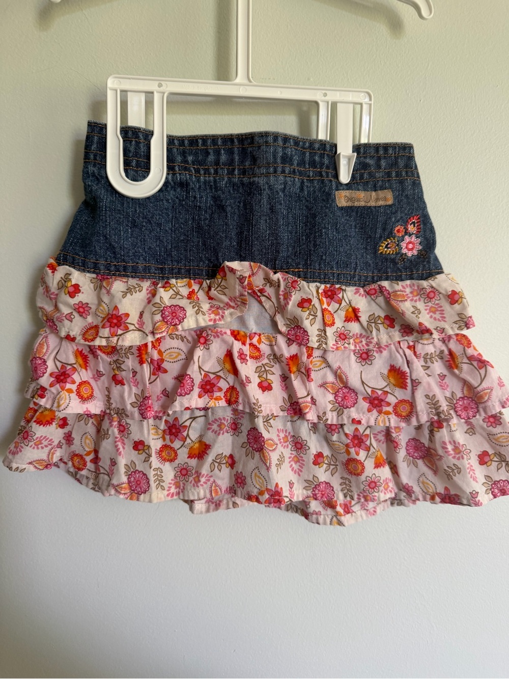 Original Minnie Denim & Floral Pink Tiered Ruffle Skort- Girls Y2K